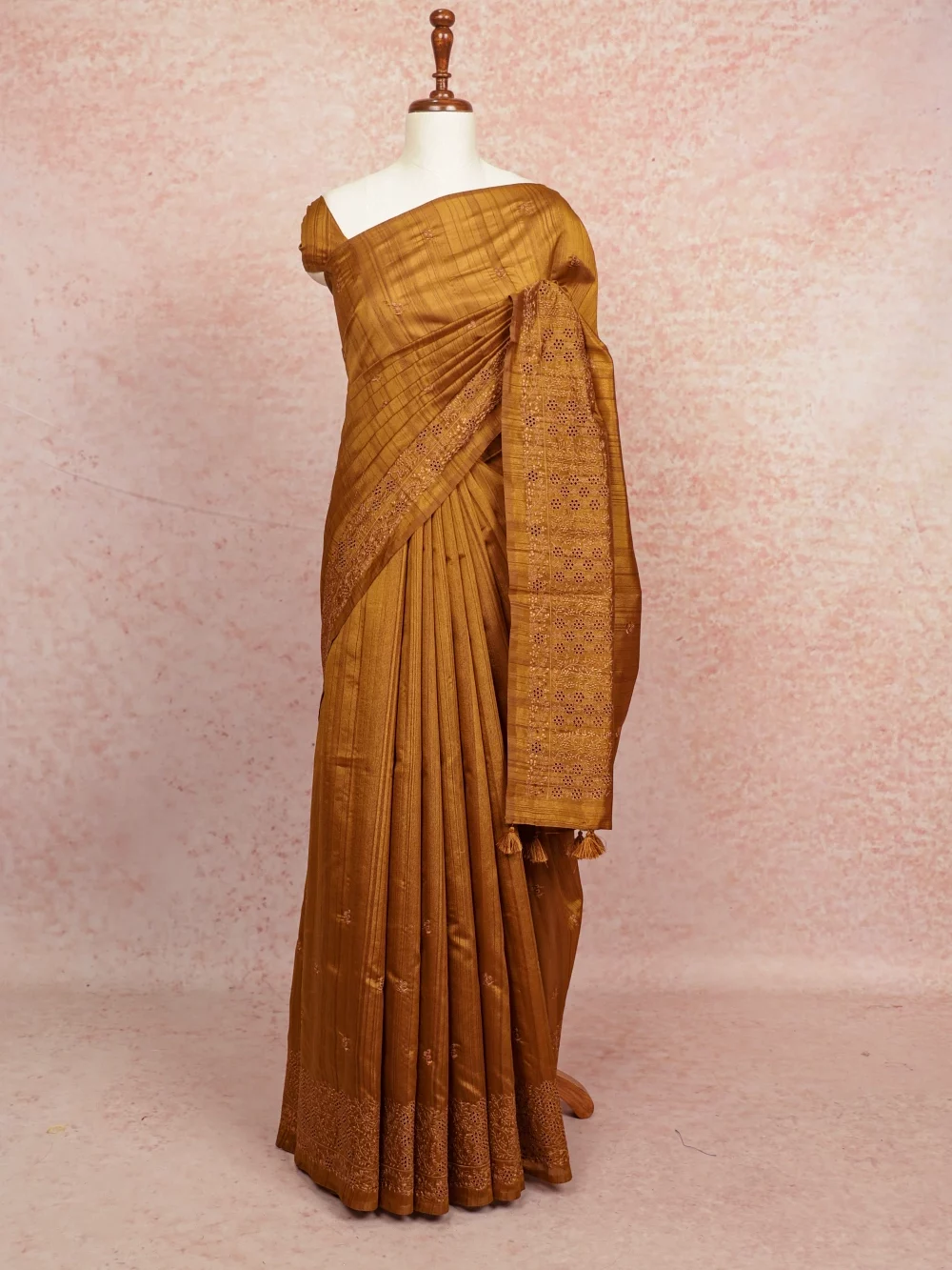 Brown Semi Tussar Saree