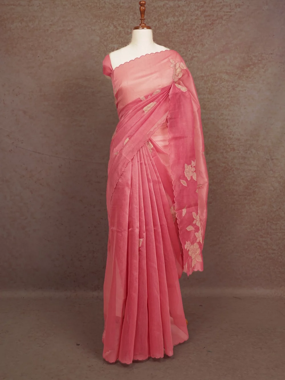 Onion Pink Semi Tissue Saree