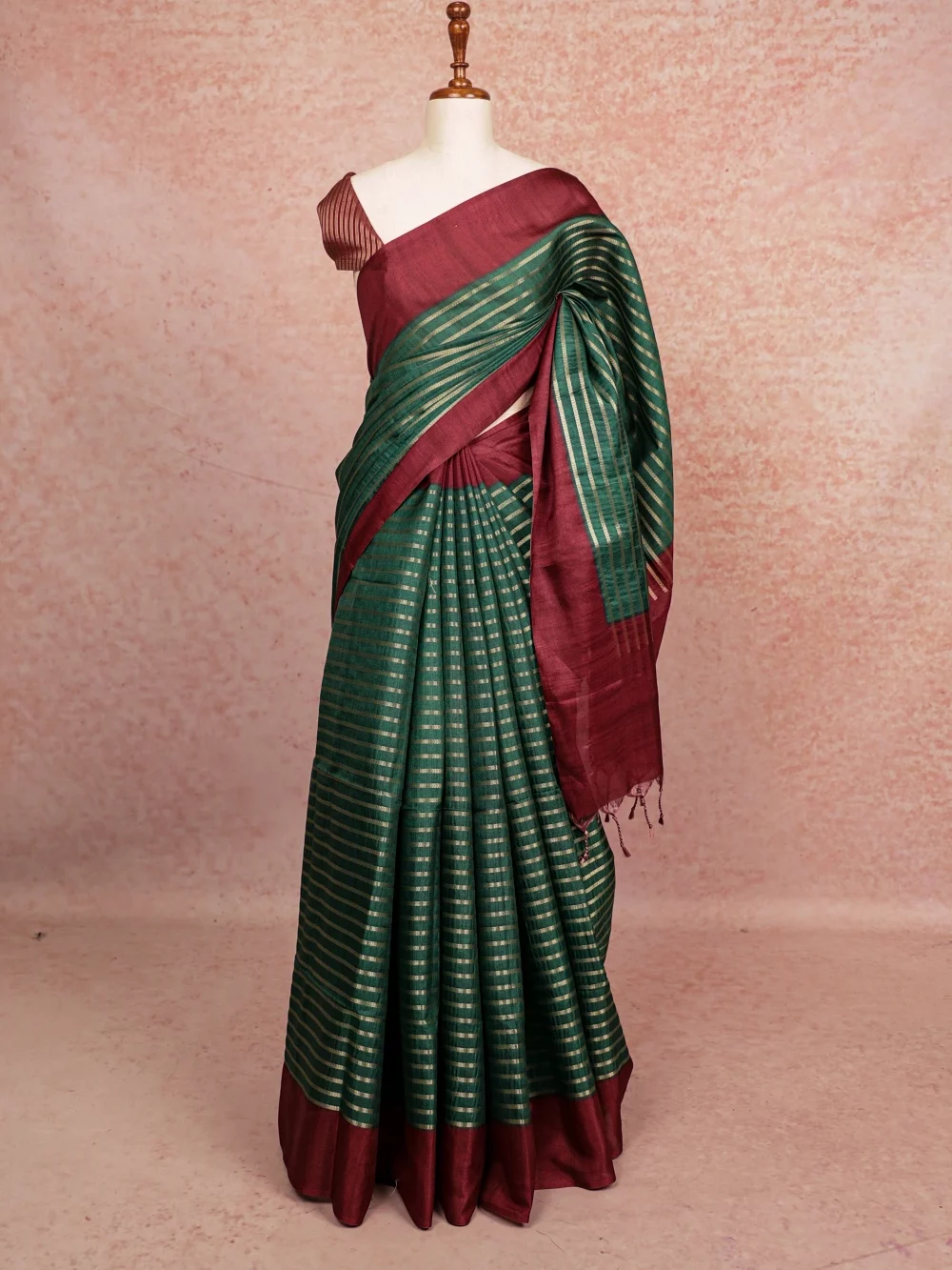 Green Semi Tussar Saree