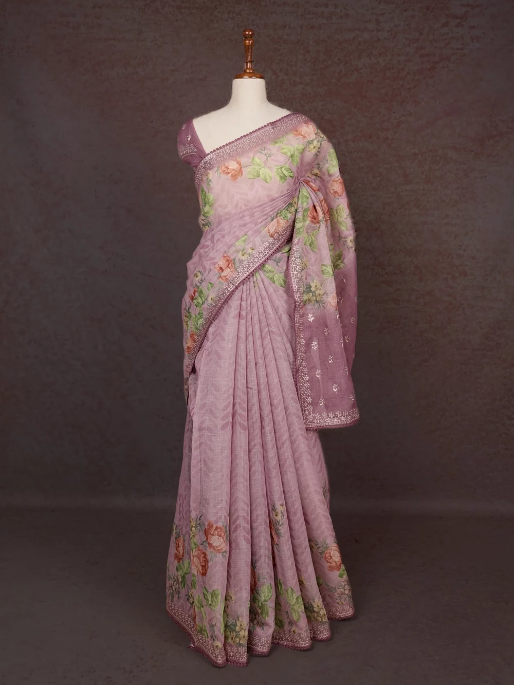 Light Onion Pink Net Kota Saree