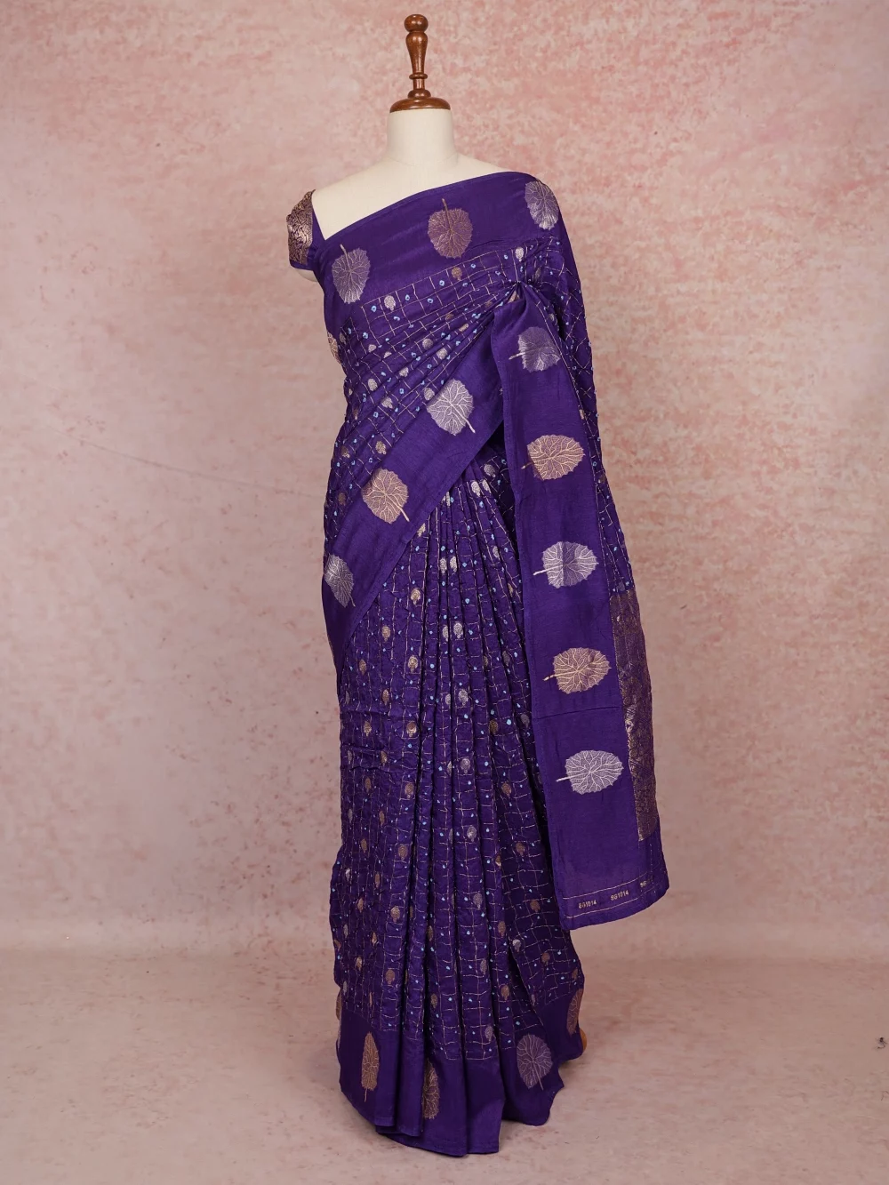 Violet Bandhani Silk Saree