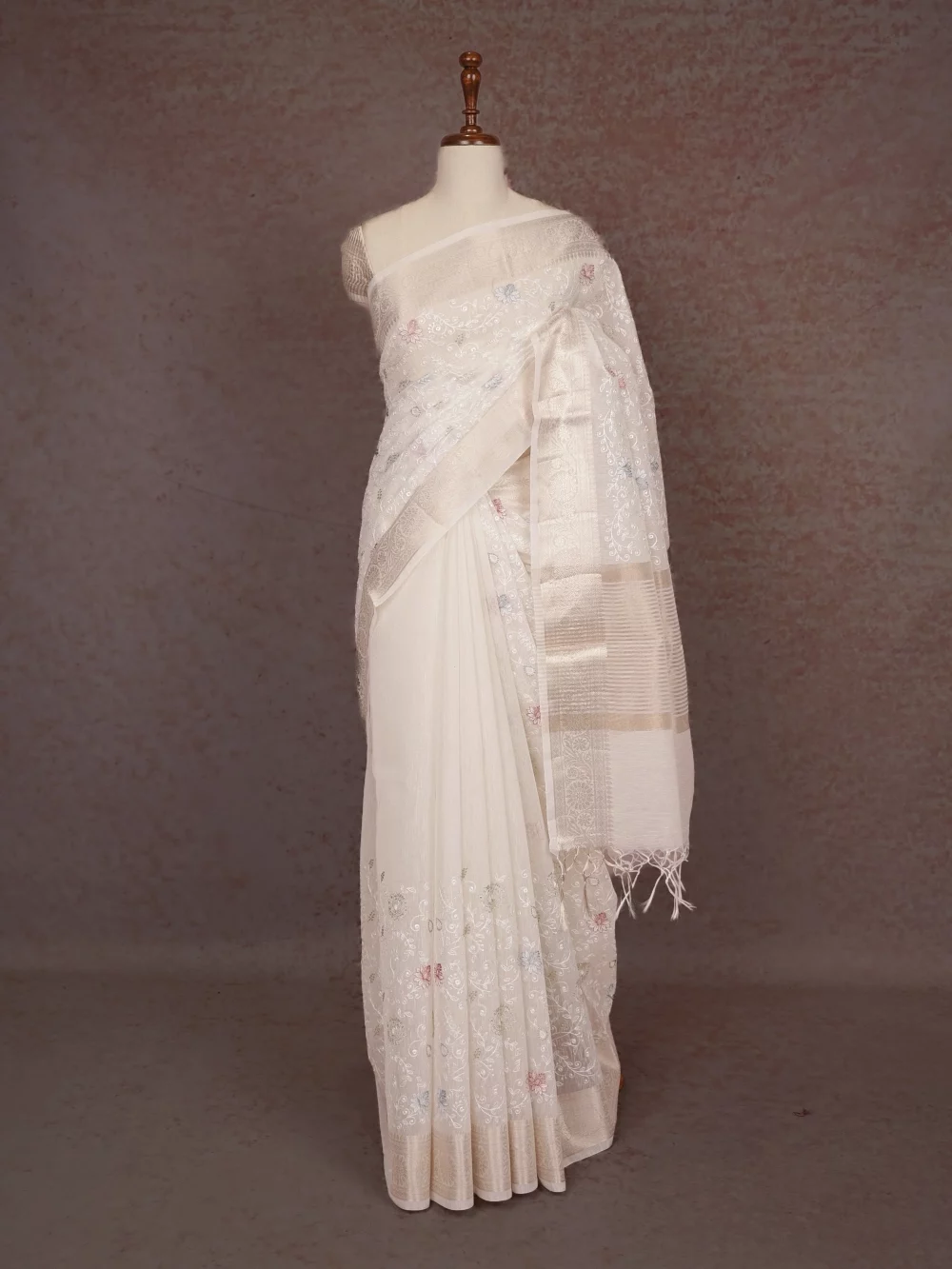 White Tissue Kotta Saree
