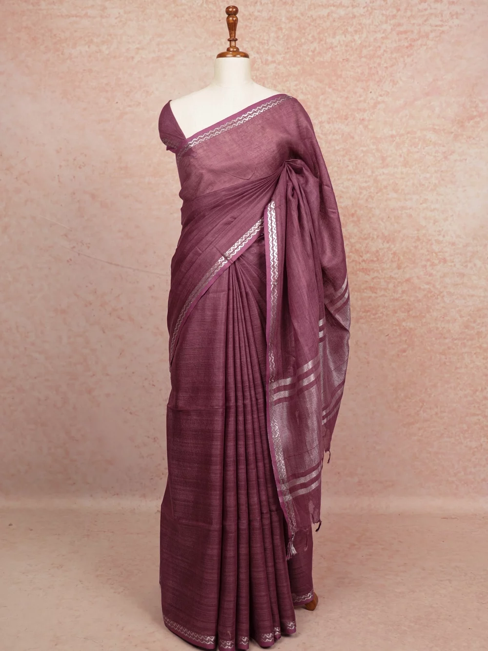 Dark Lavender Semi Linen Saree