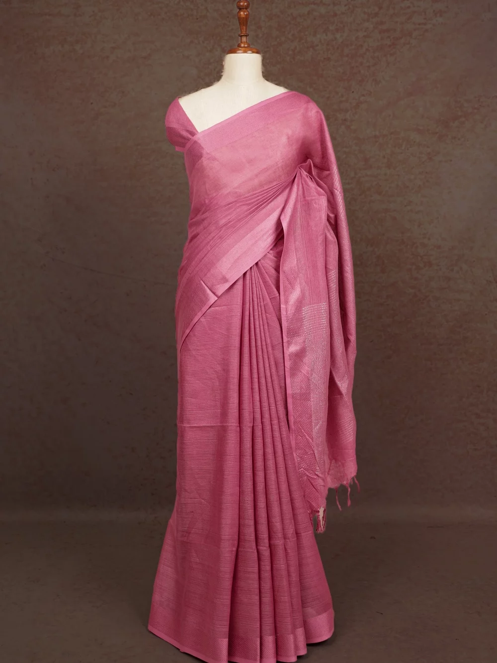 Onion Pink Semi Linen Saree