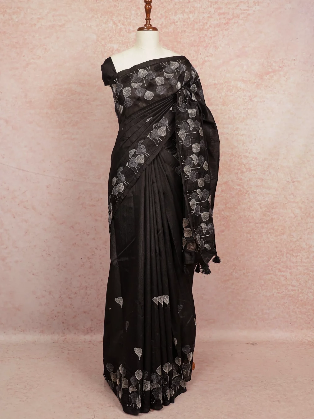 Black Semi Tussar Saree
