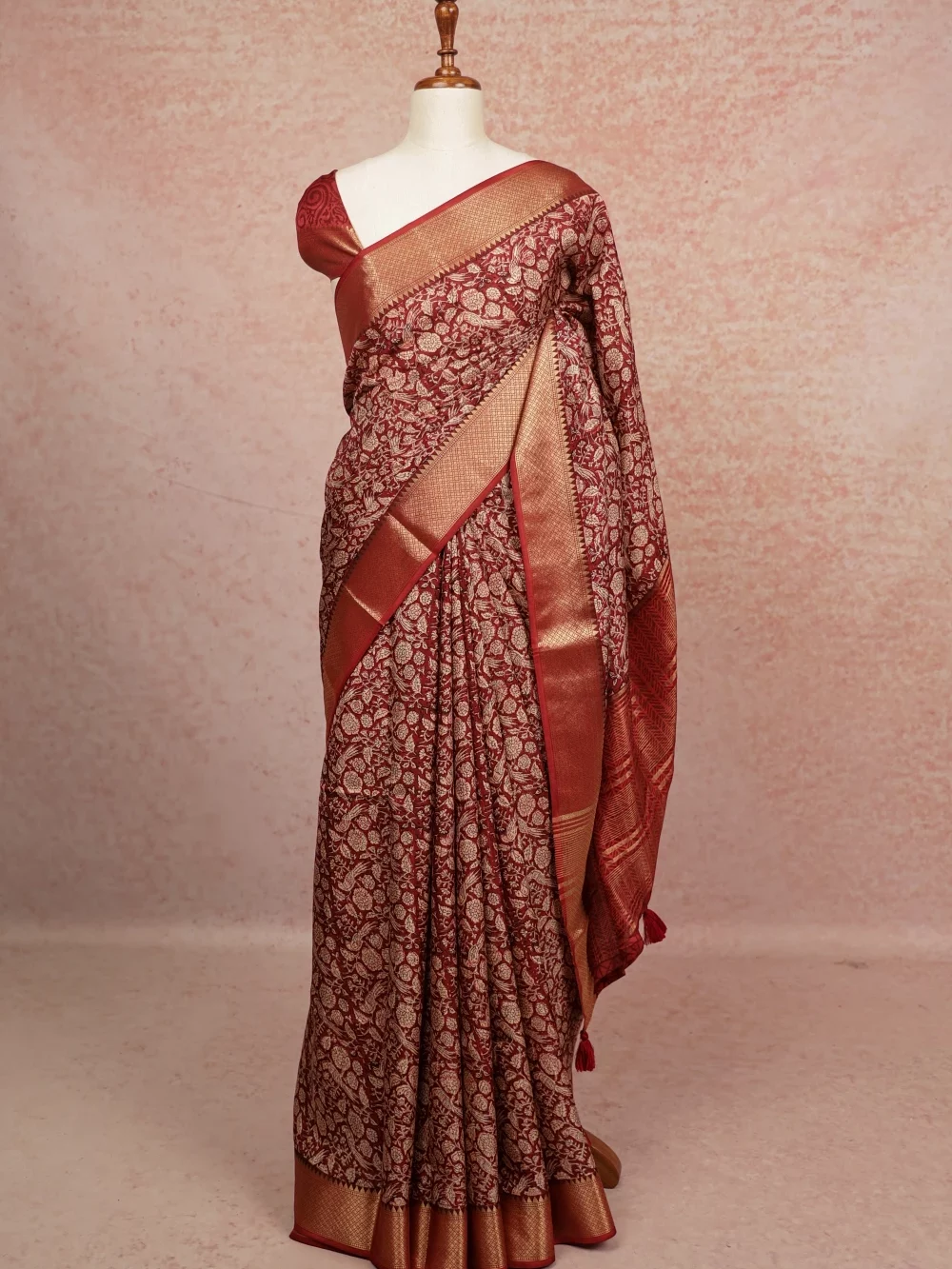 Brick Red Chanderi Saree