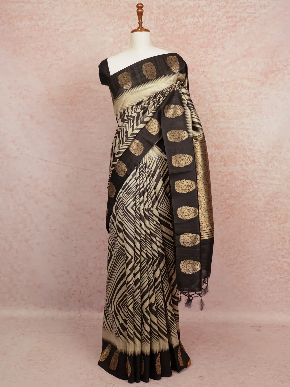 Cream Semi Tussar Saree