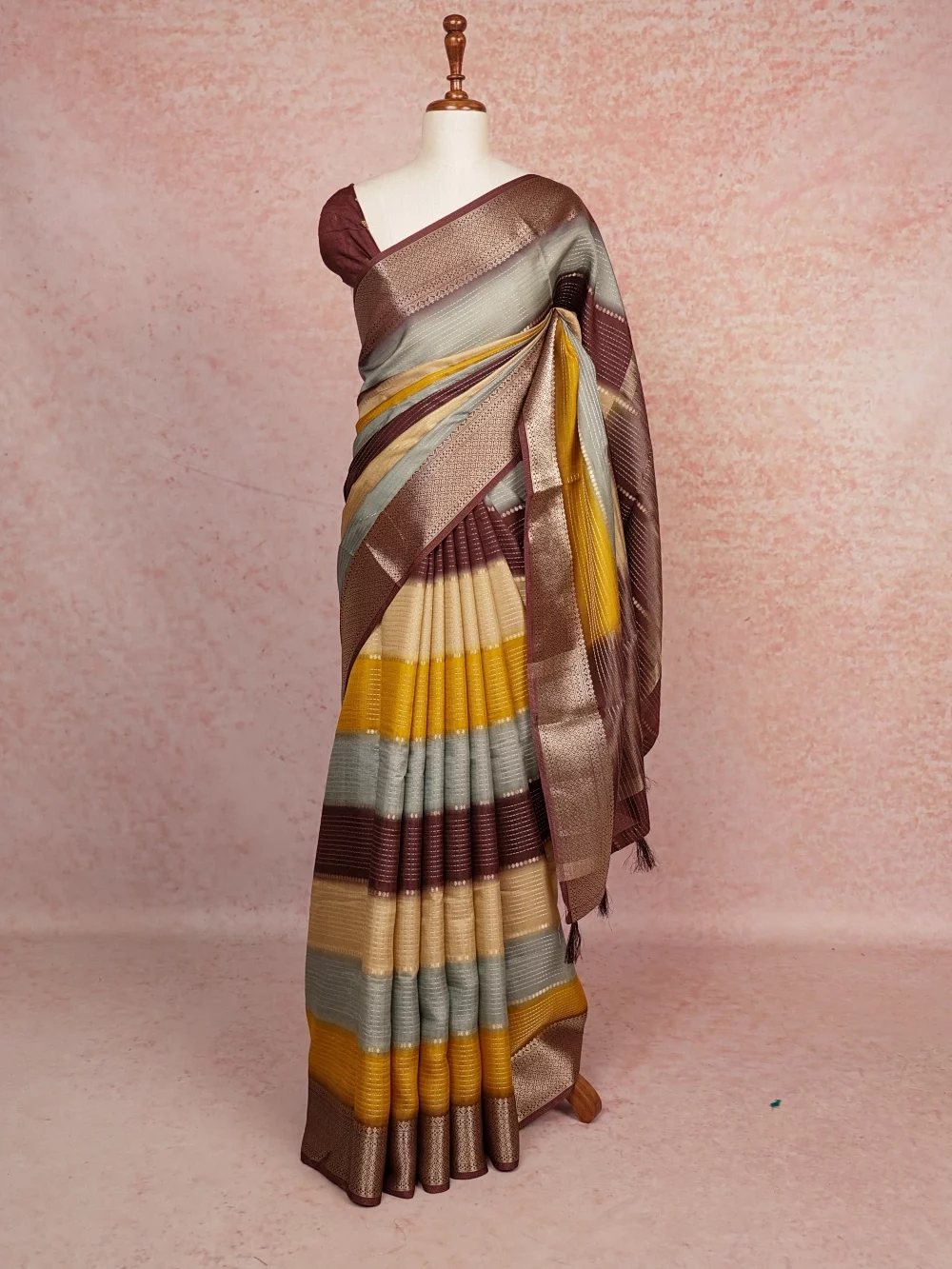 Multi Color Semi Crepe Saree