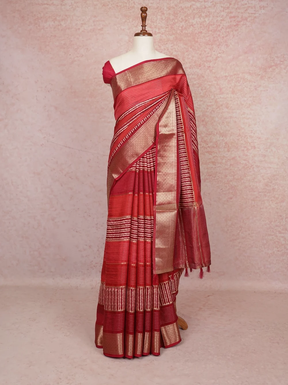 Maroon Semi Banarasi Saree
