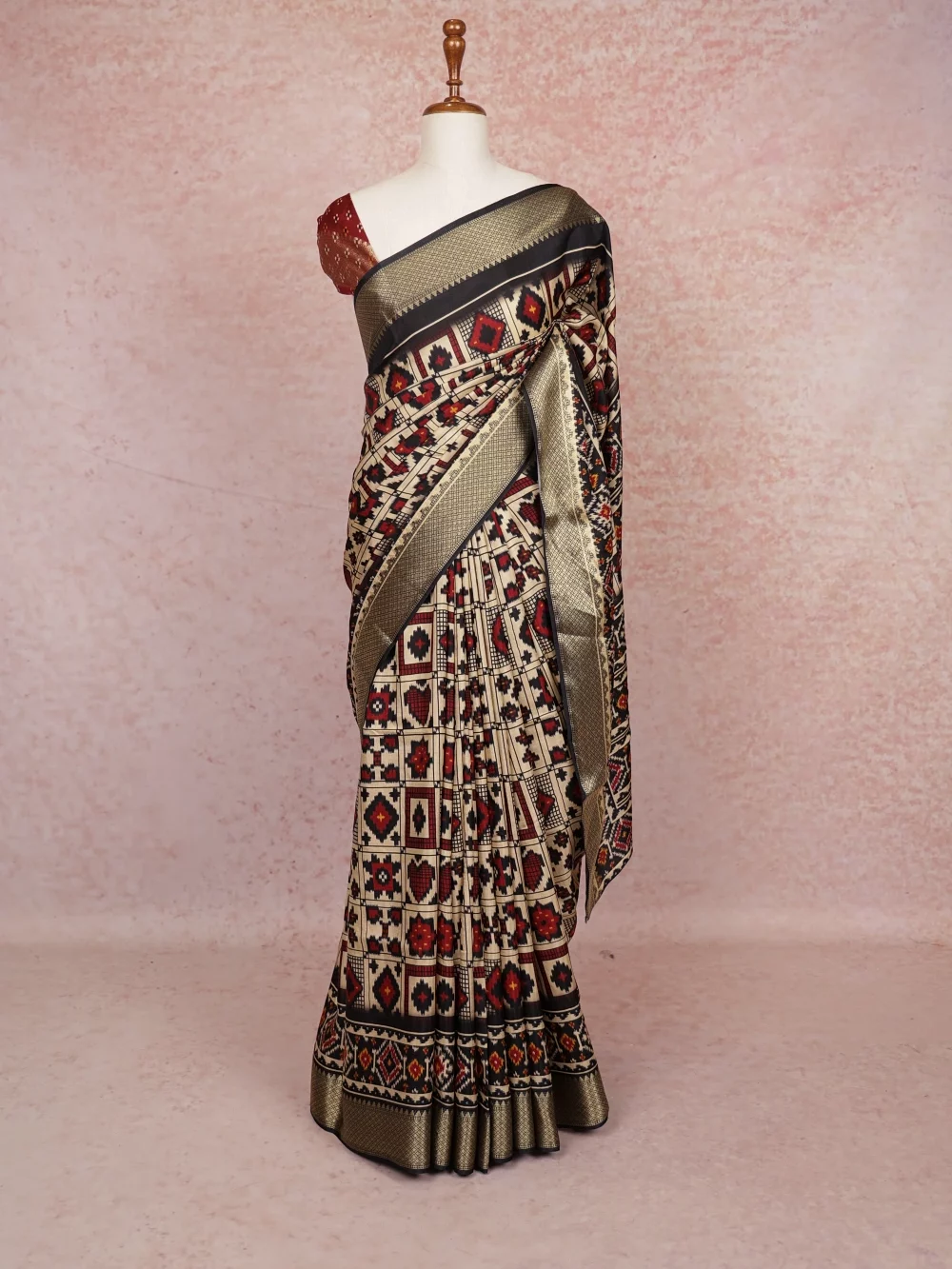 Cream Semi Chanderi Saree