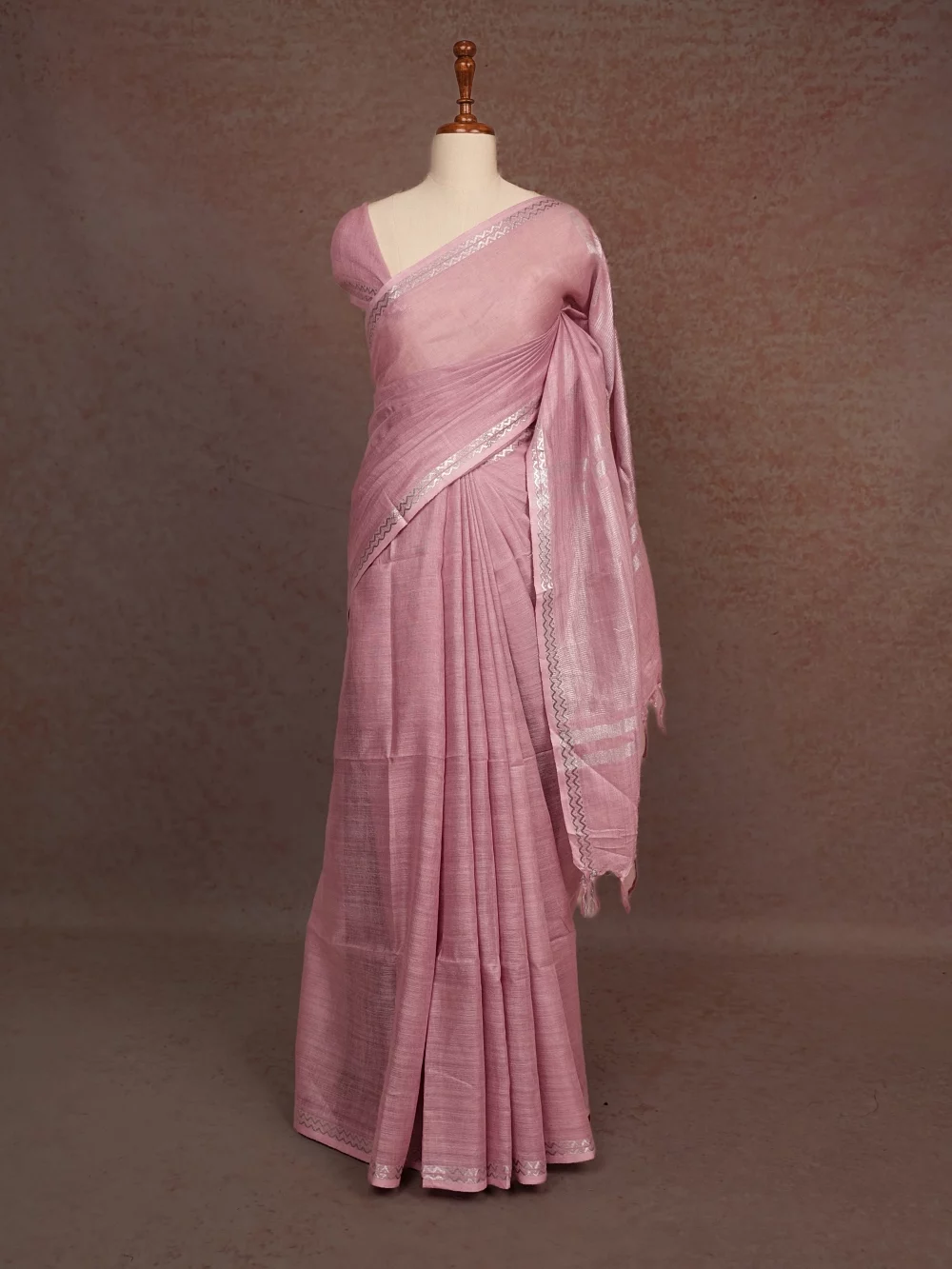 Light Lavender Semi Linen Saree