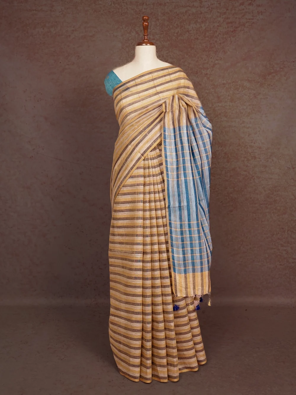 Multi Color Semi Linen Saree