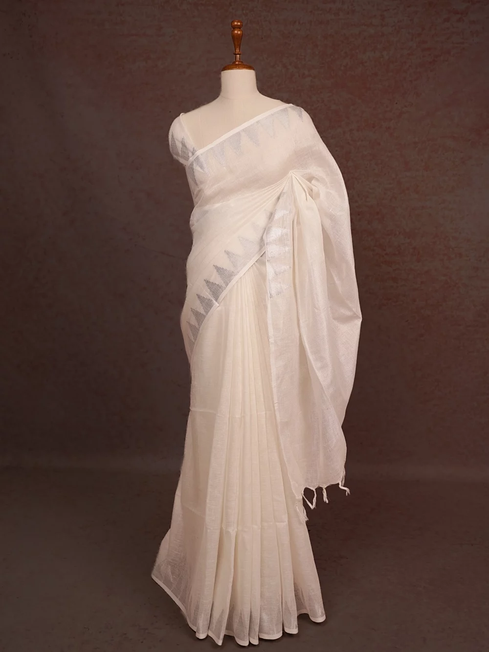 White Linen Saree