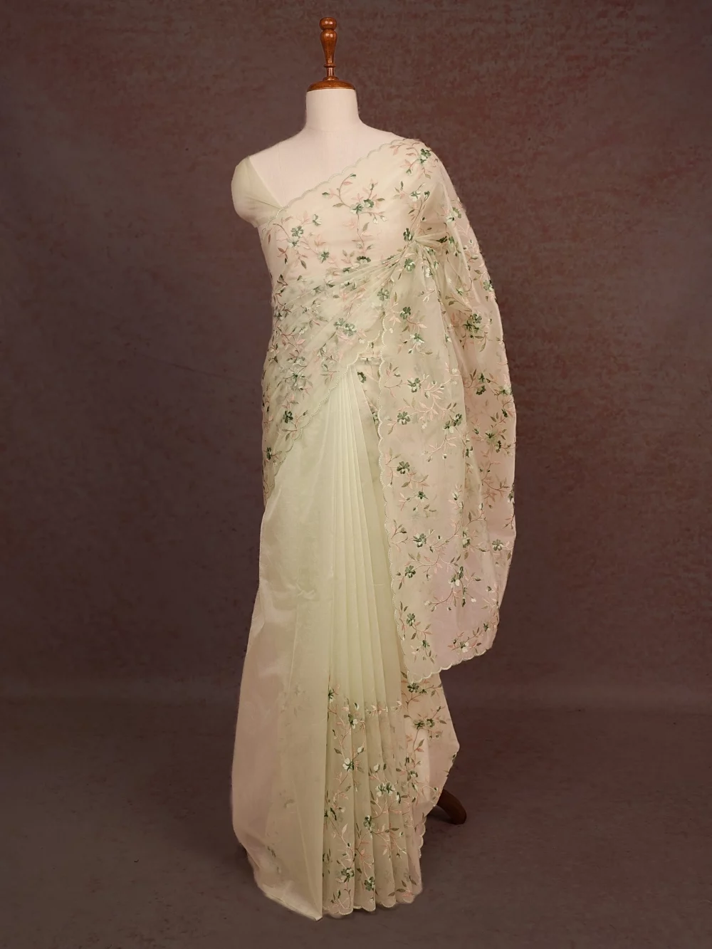 Pastel Green Semi Organza Saree