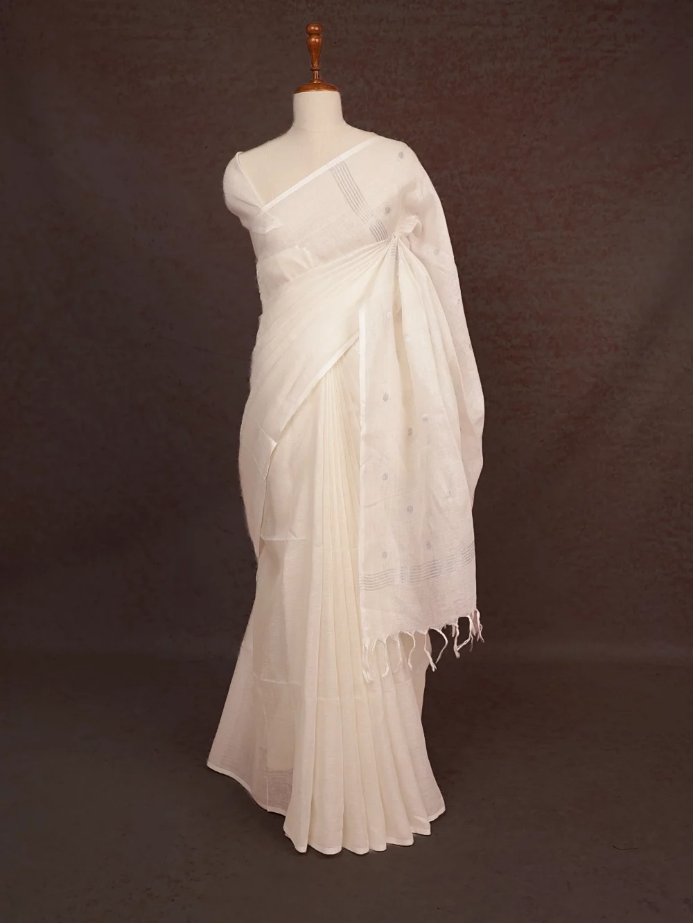 White Linen Saree