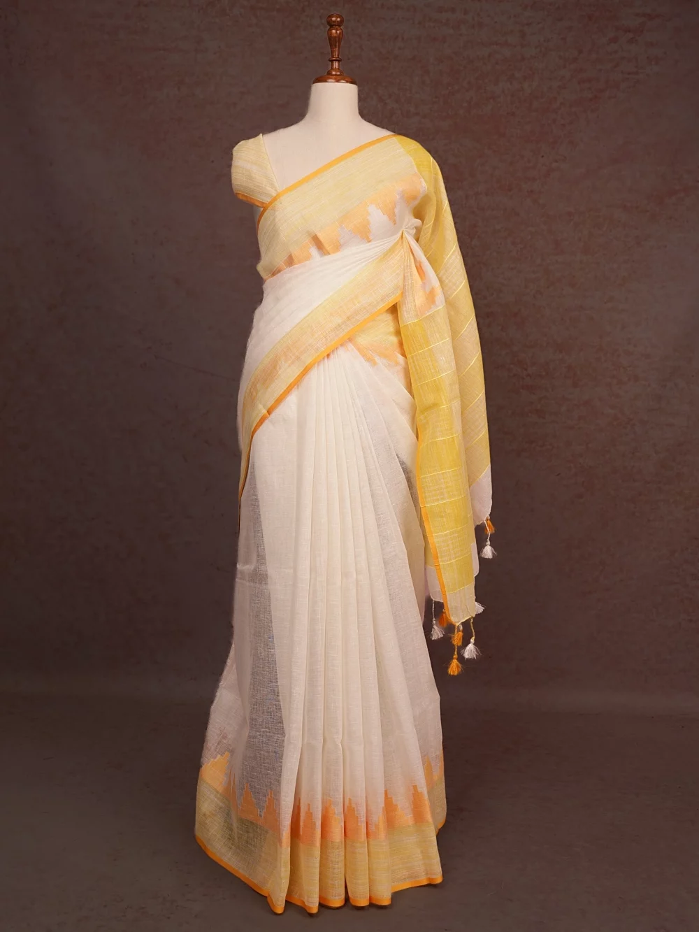 Off White Linen Saree