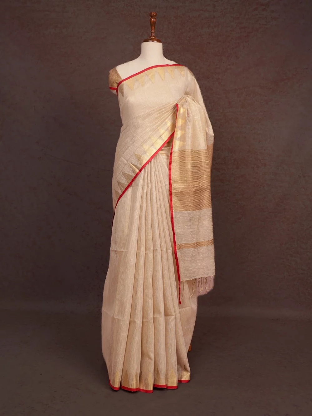 Gold Lavender Linen Silk Saree