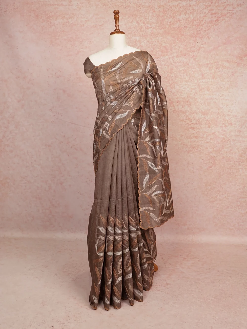 Taupe Colour Semi Tussar Saree