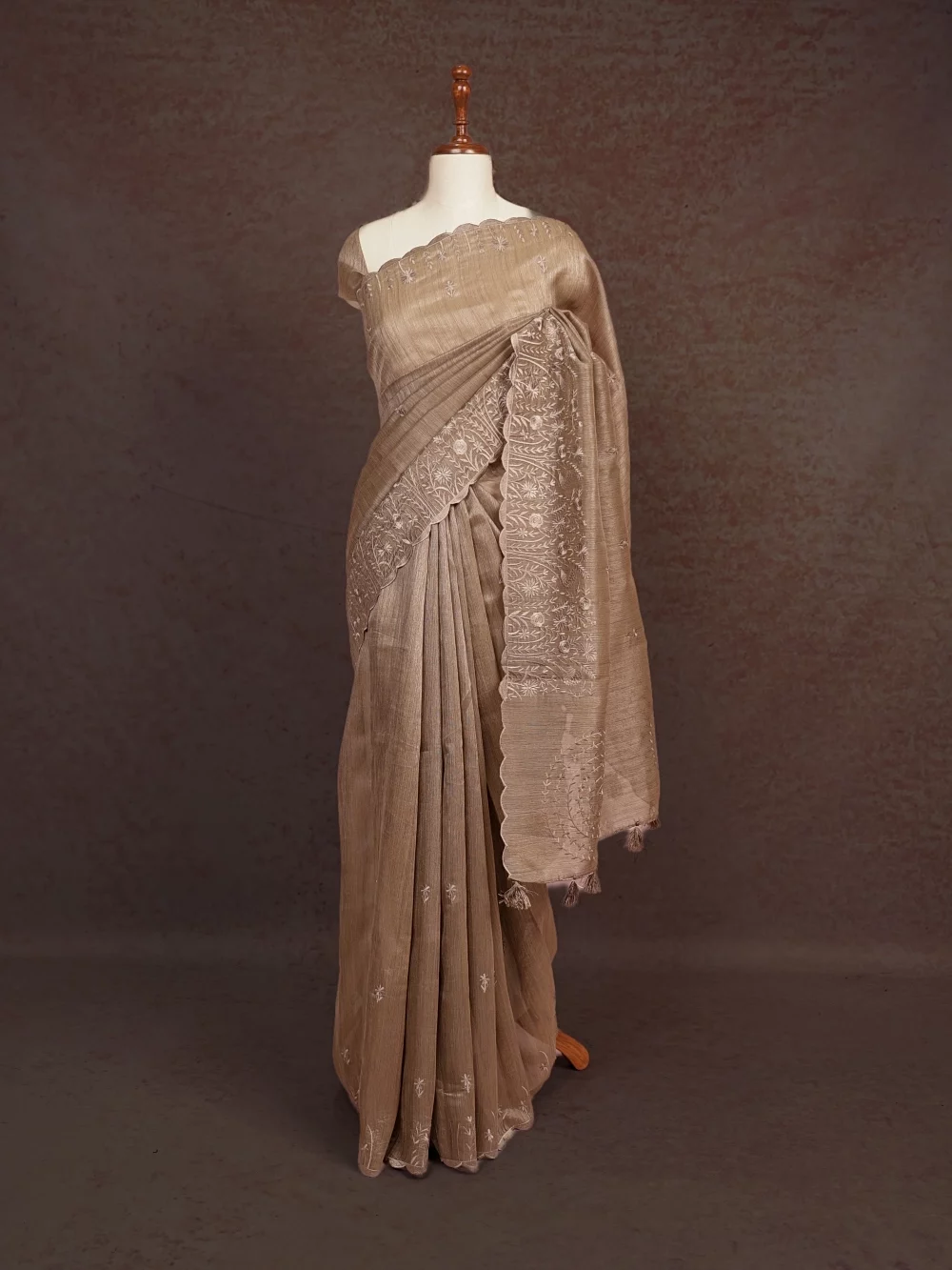 Taupe Colour Semi Tussar Saree