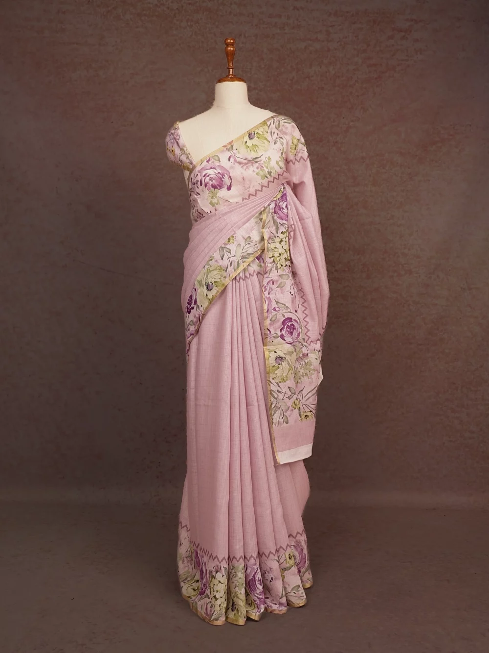 Pastel Pink Semi Chanderi Saree