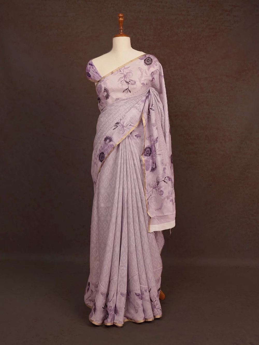 Light Lavender Semi Chanderi Saree