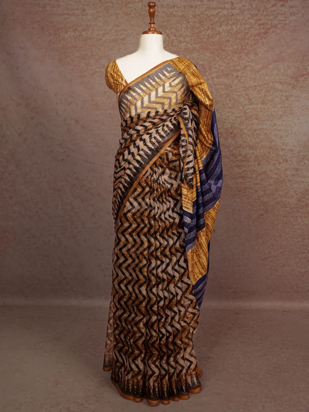 Dark Cream Semi Tussar Saree