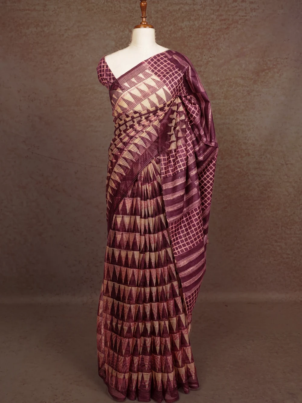 Cream Semi Tussar Saree