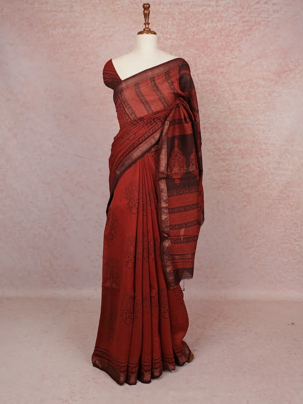 Brick Red Chanderi Saree