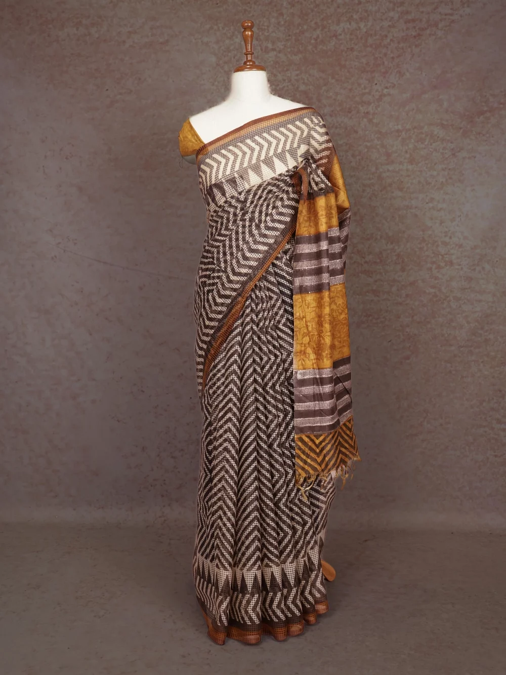 Cream Net Kota Saree