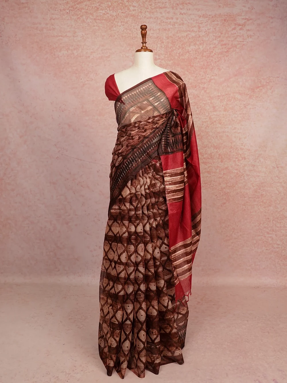 Coffee Brown Semi Organza Saree