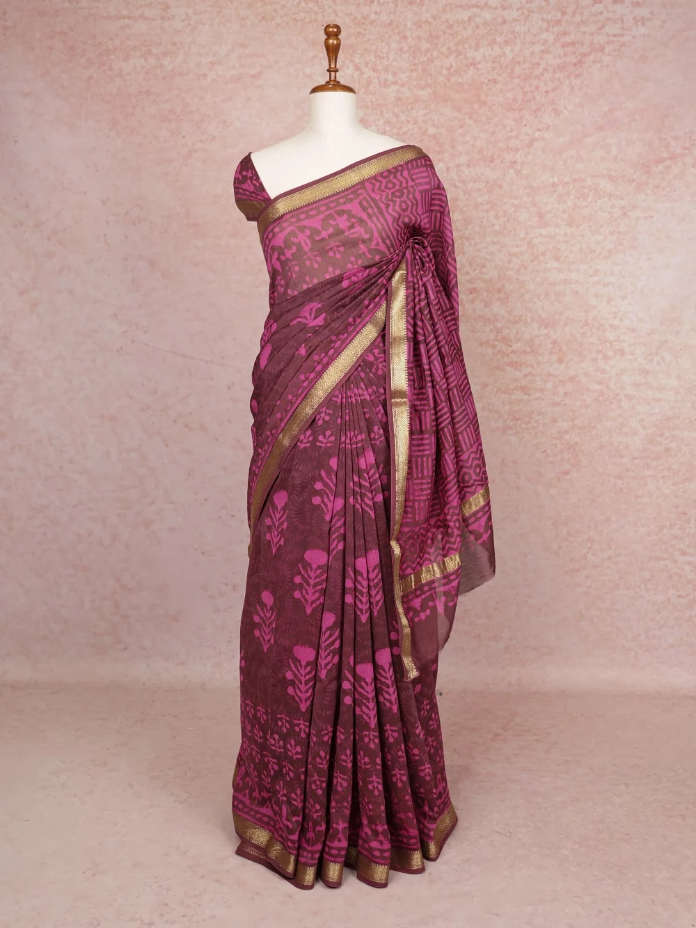 Burgundy Chanderi Saree