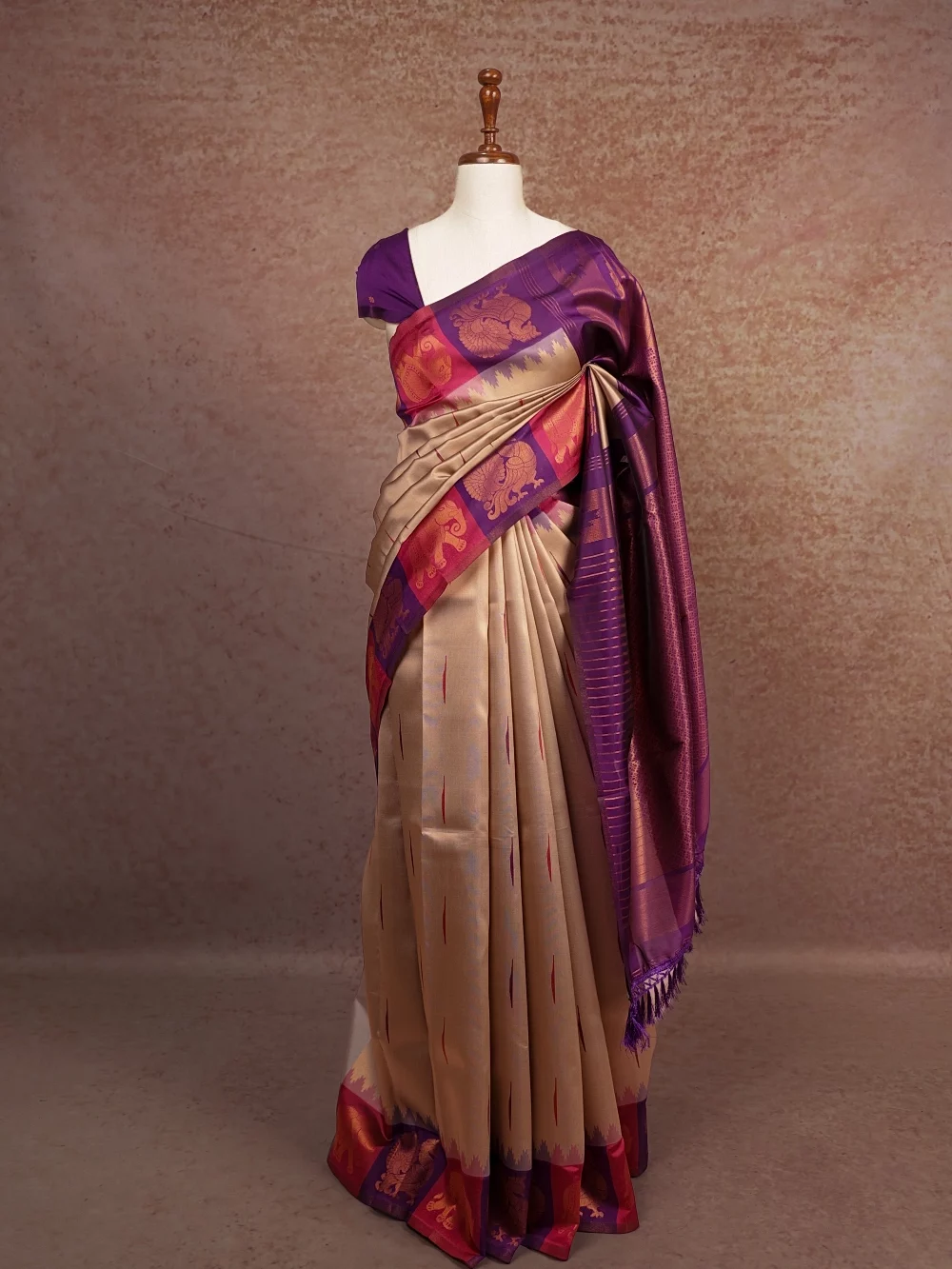 Biscuit Color Semi Silk Saree