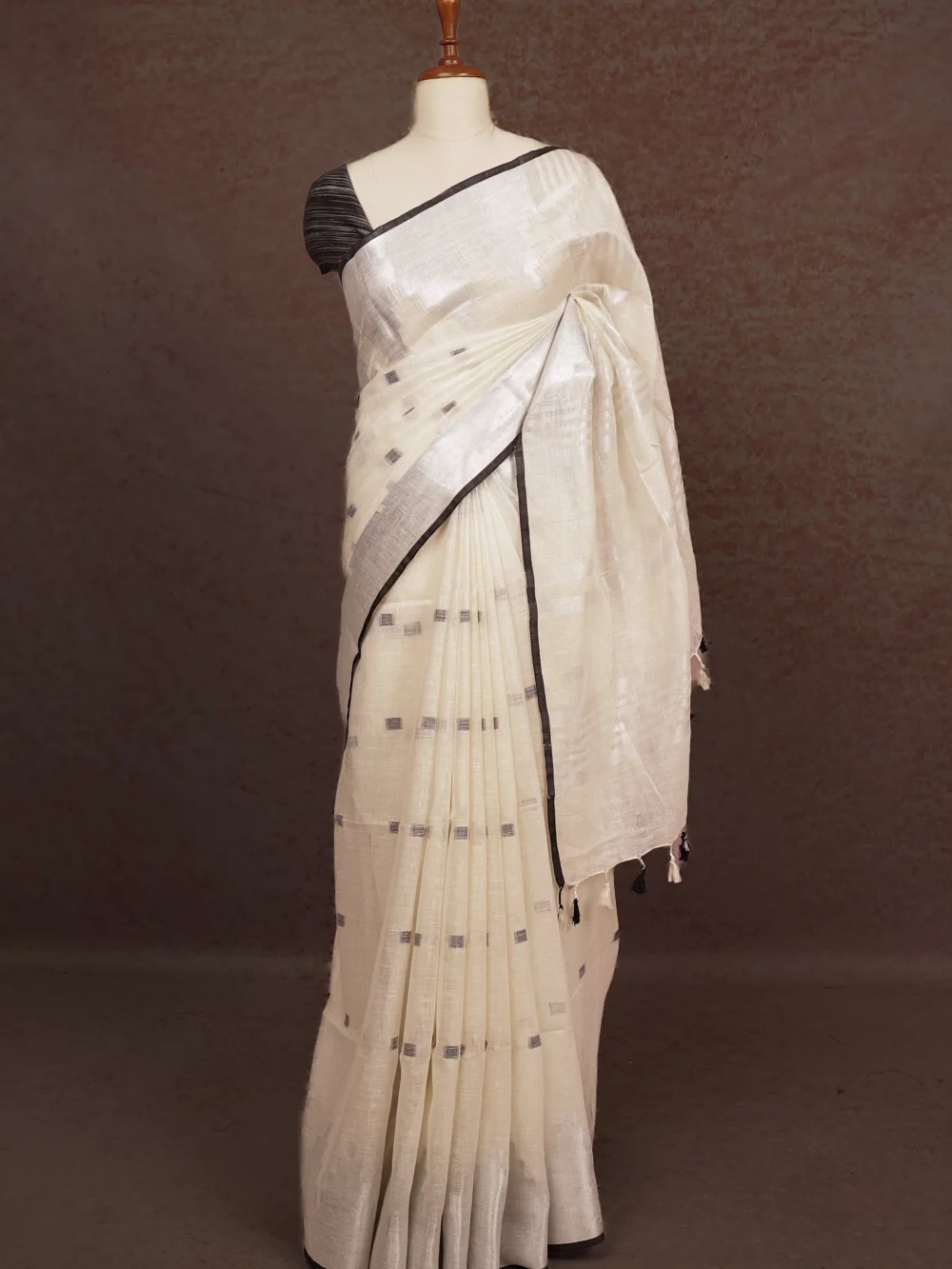 White Linen Saree