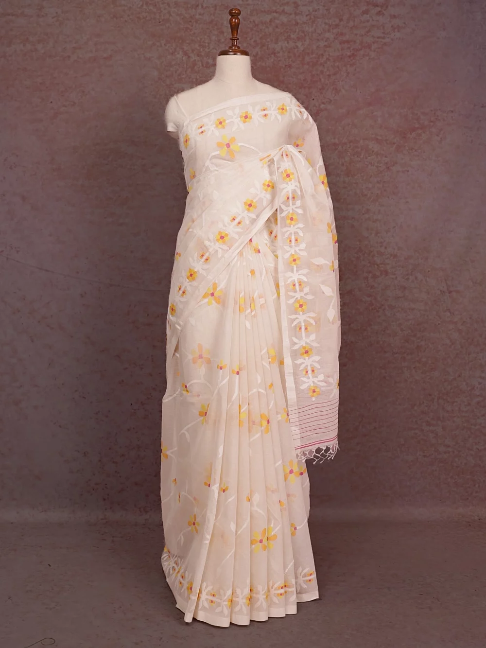 Off White Cotton Saree
