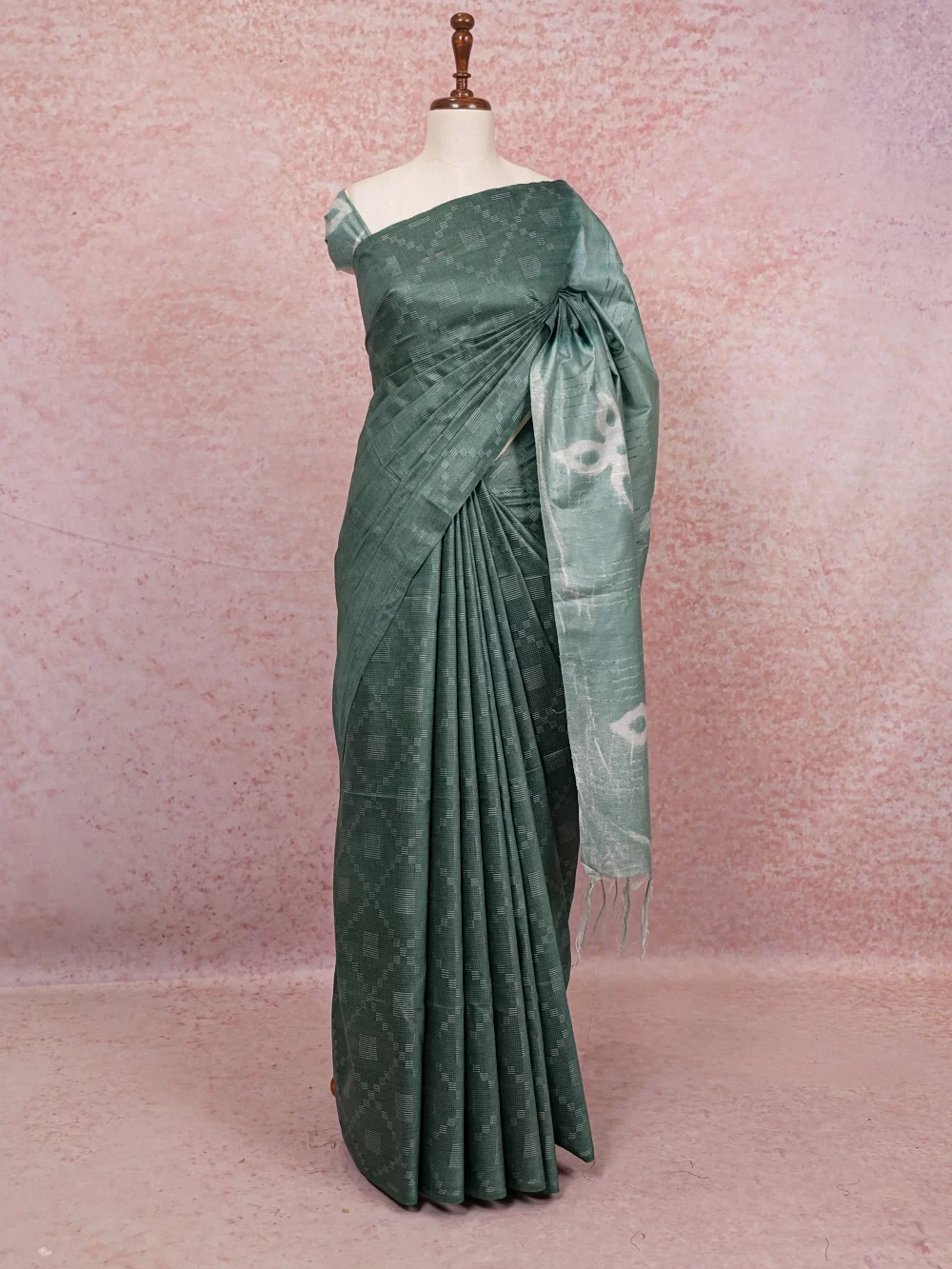 Green Semi Tussar Saree