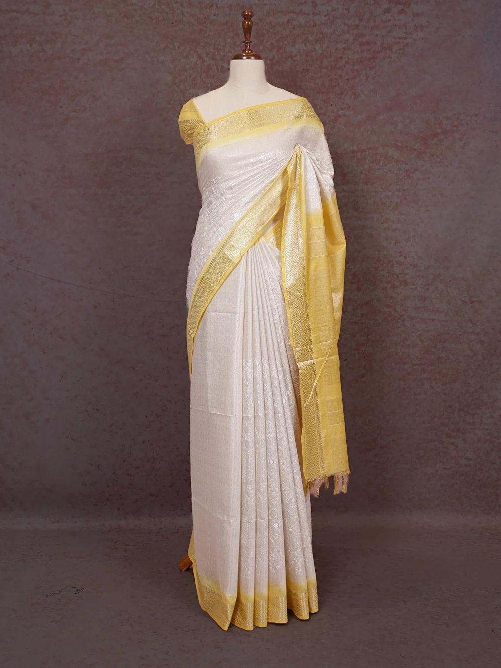 Off White Semi Tussar Saree