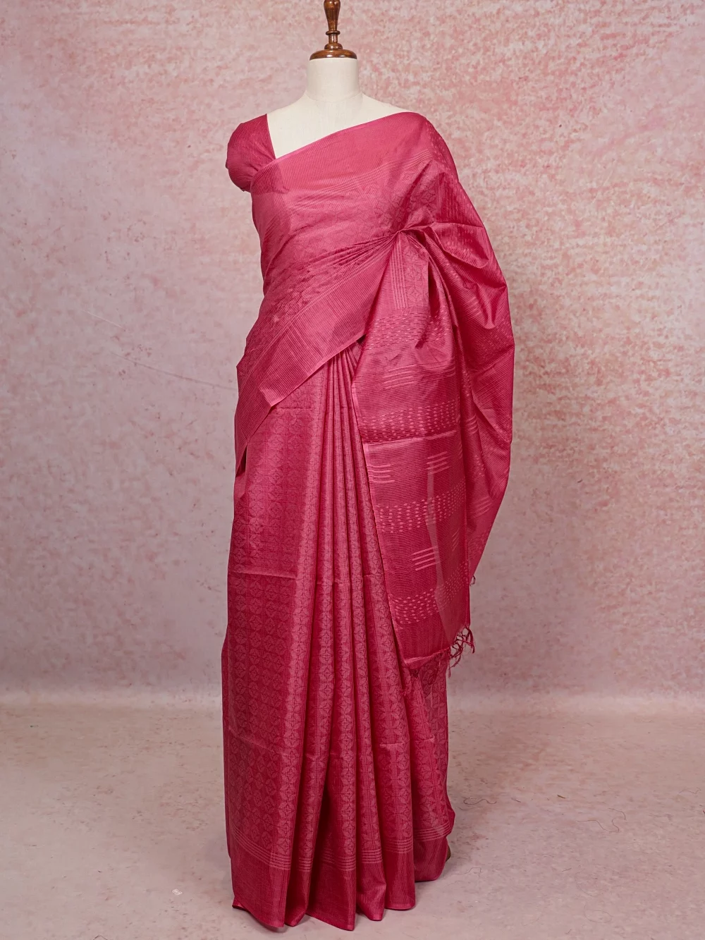Onion Pink Semi Tussar Saree