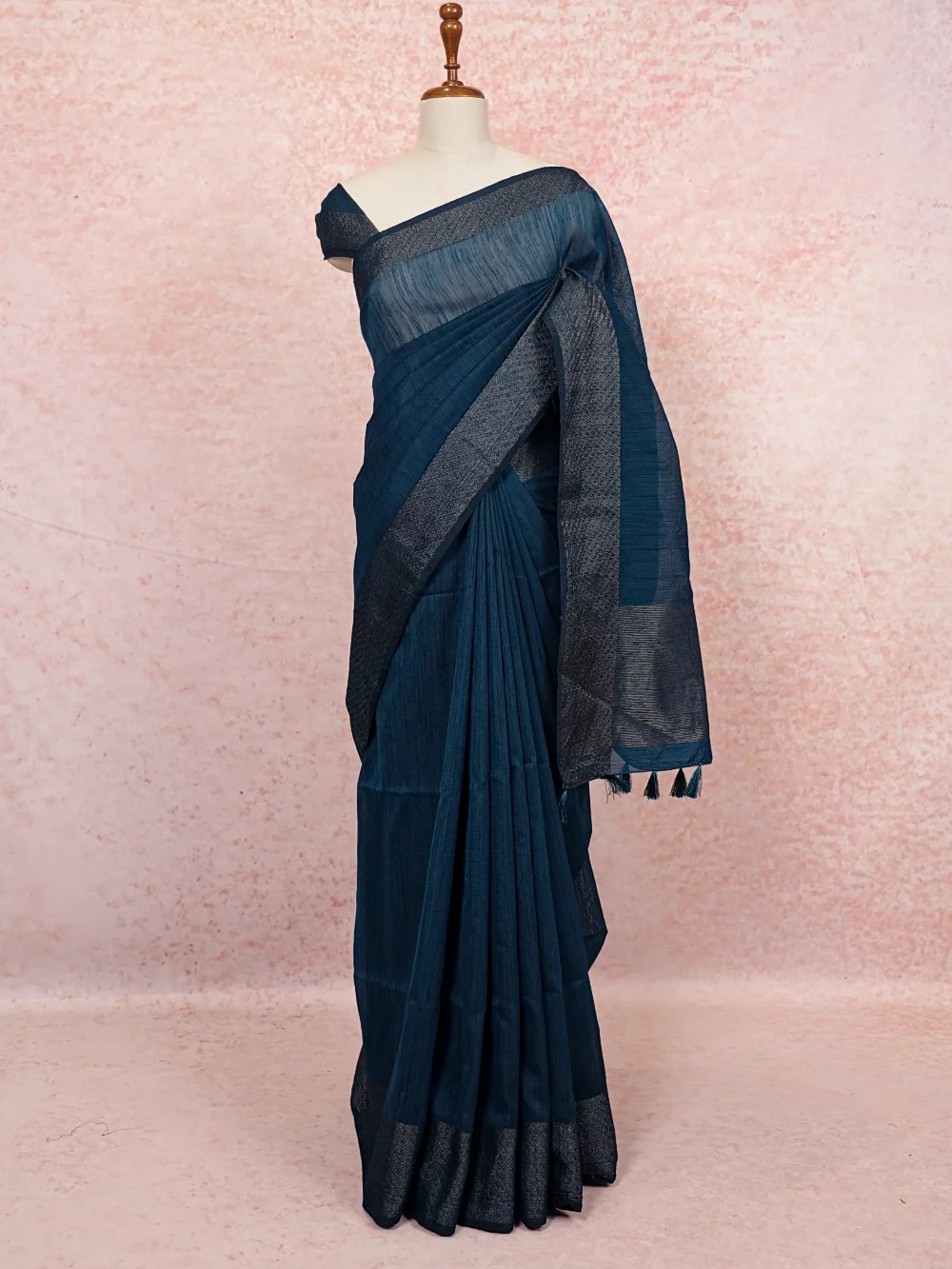 Blue Semi Jute Saree