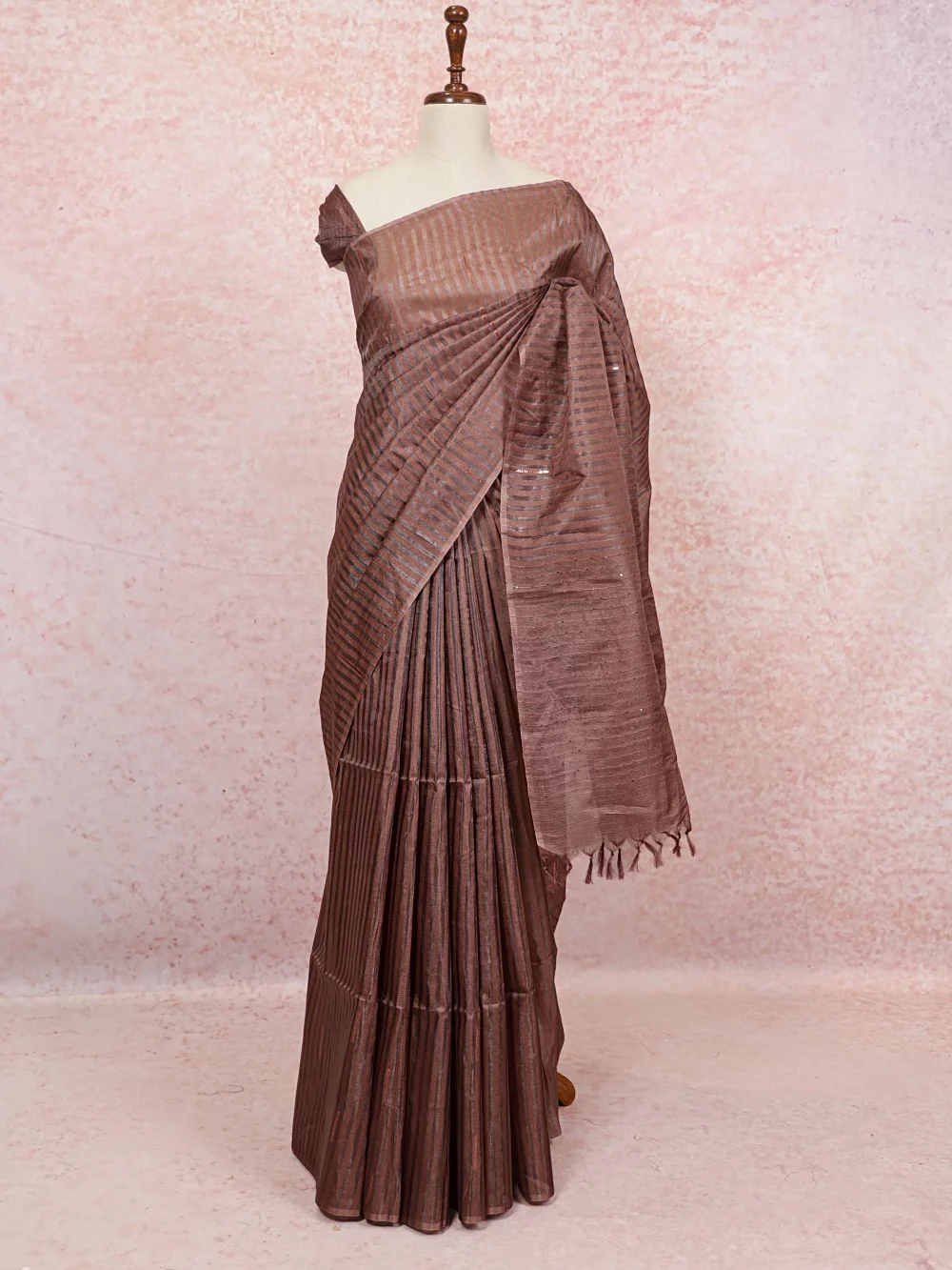 Chocolate Color Kora Silk Saree