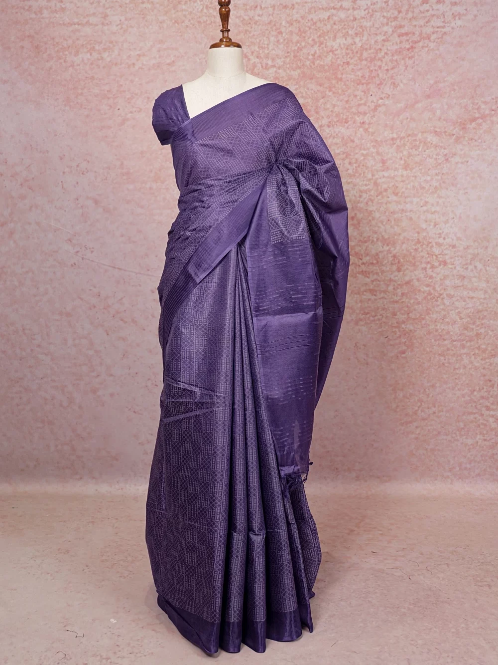 Dark Lavender Semi Tussar Saree