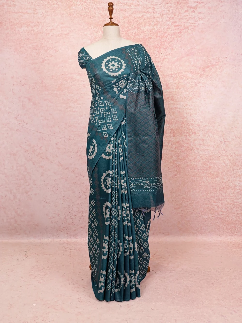 Peacock Blue Semi Tussar Saree