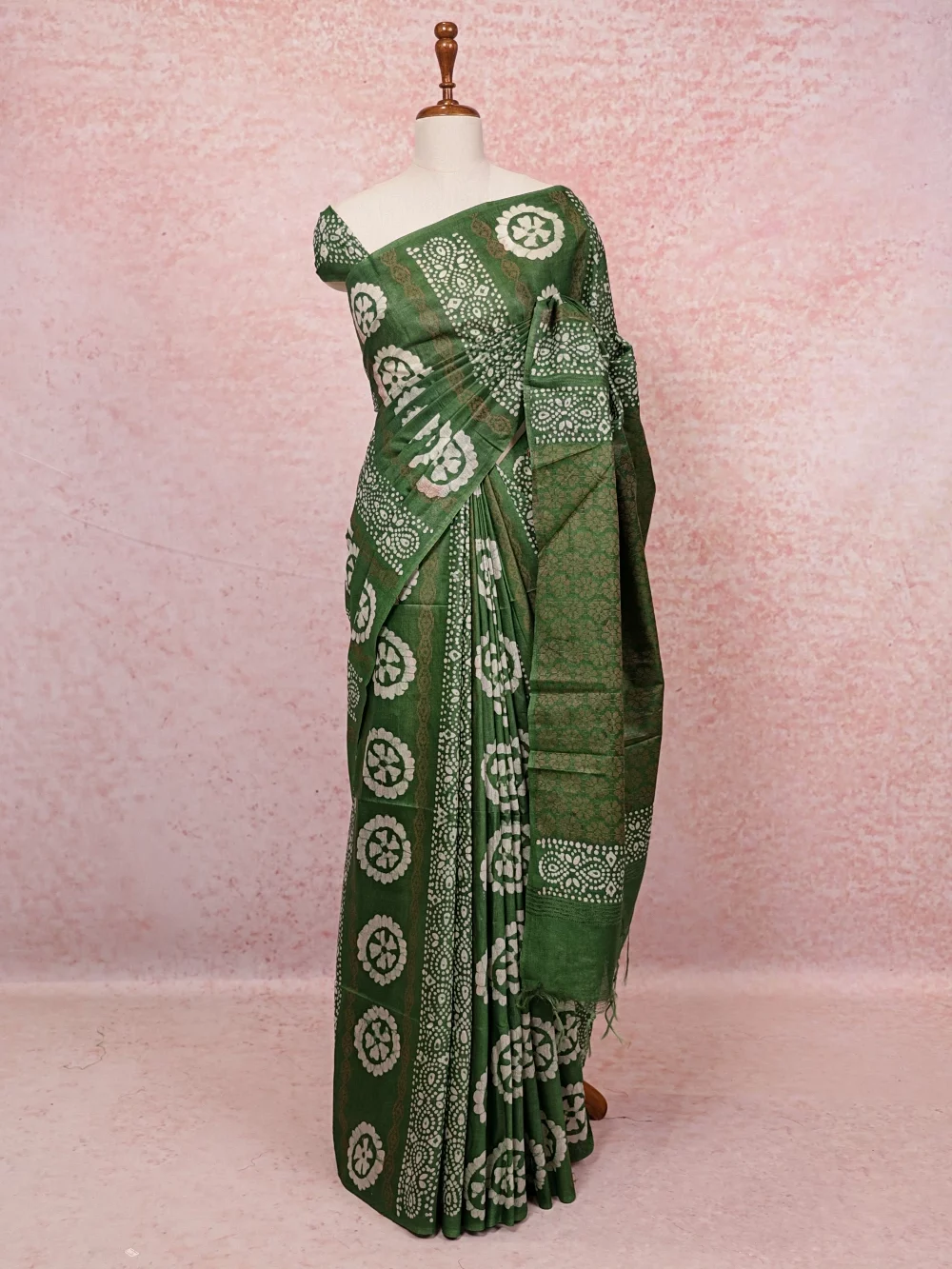 Green Semi Tussar Saree