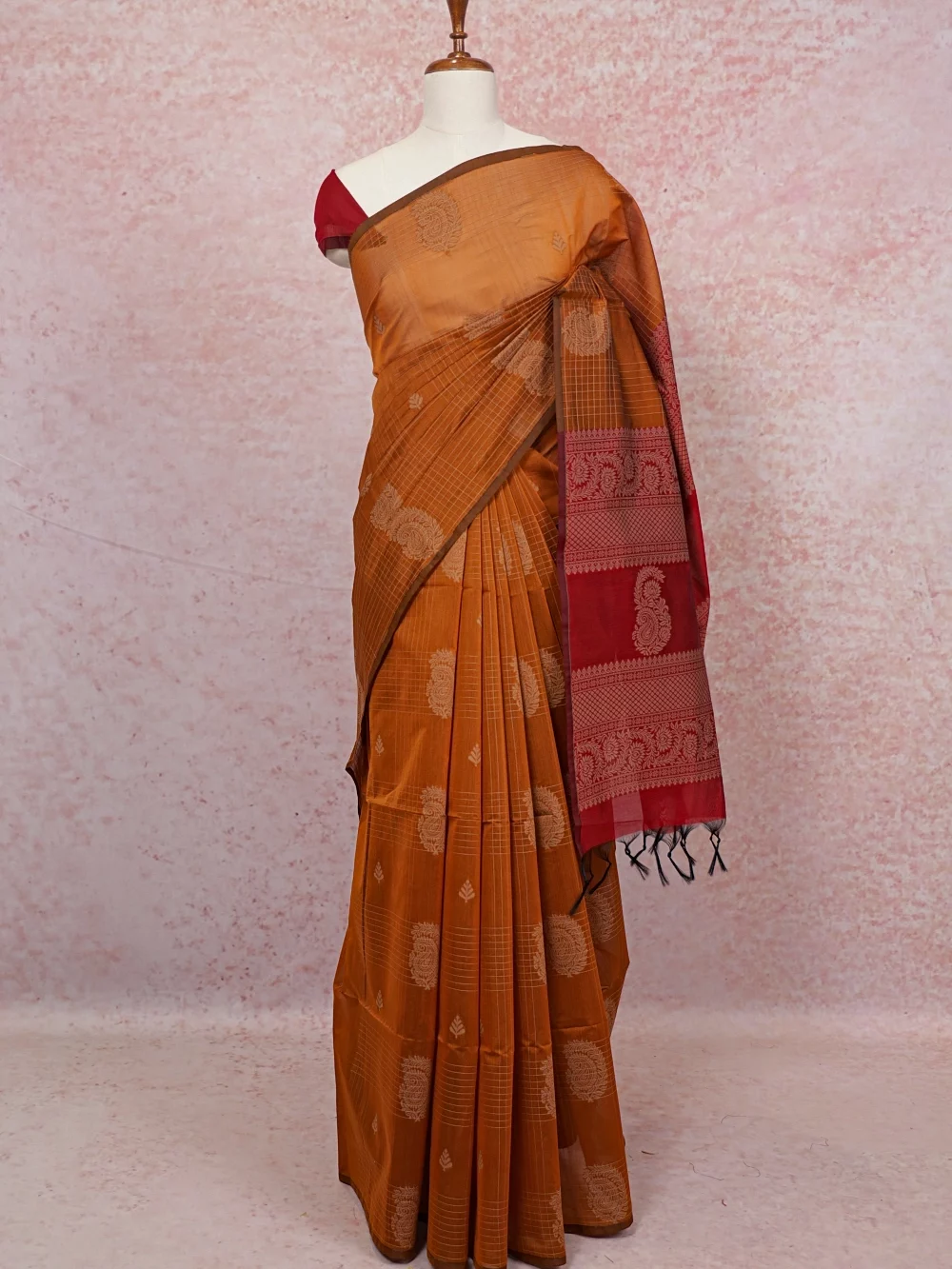 Mustard Orange Cotton Saree