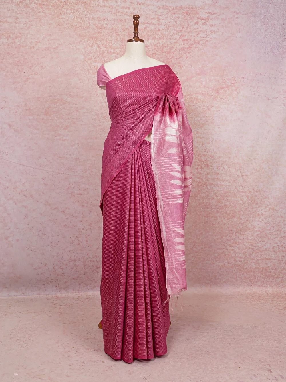 Pink Semi Tussar Saree