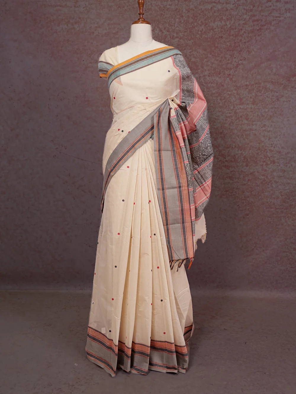 Cream Cotton Saree