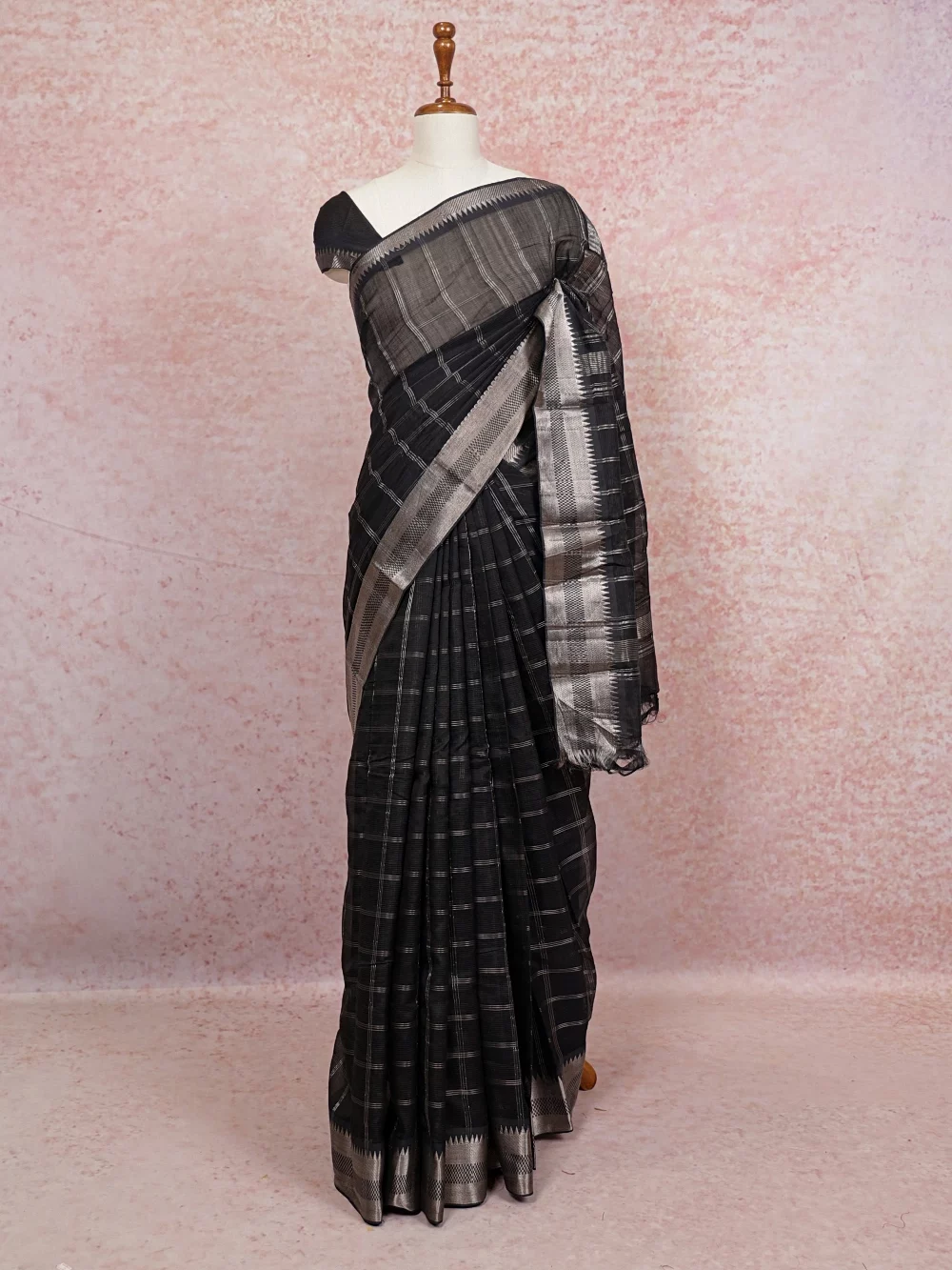 Black Cotton Silk Saree
