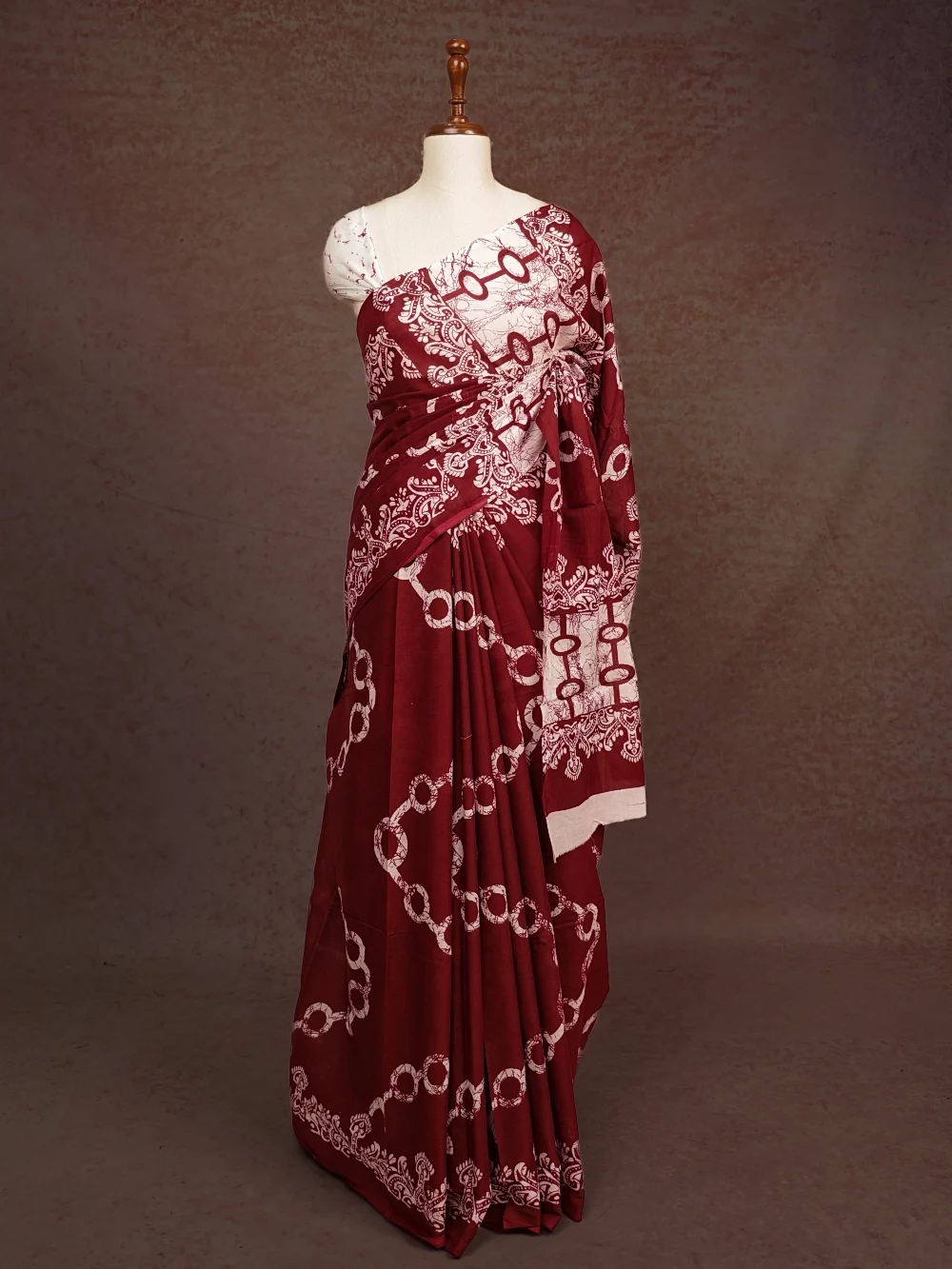 Maroon Mul Cotton Saree