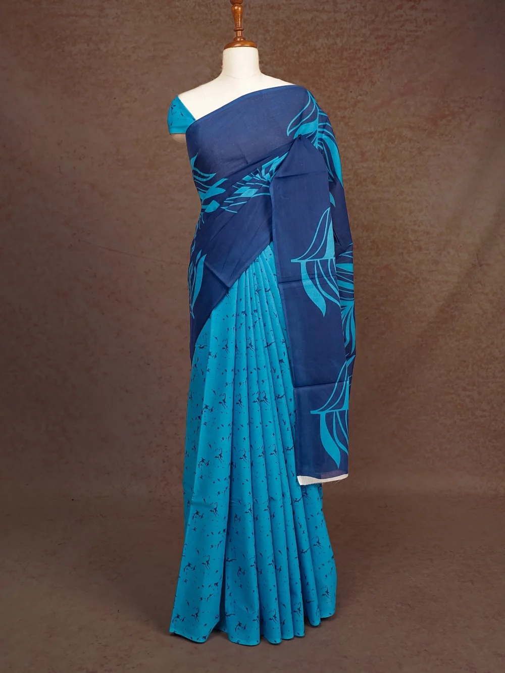 Sky Blue Mul Cotton Saree