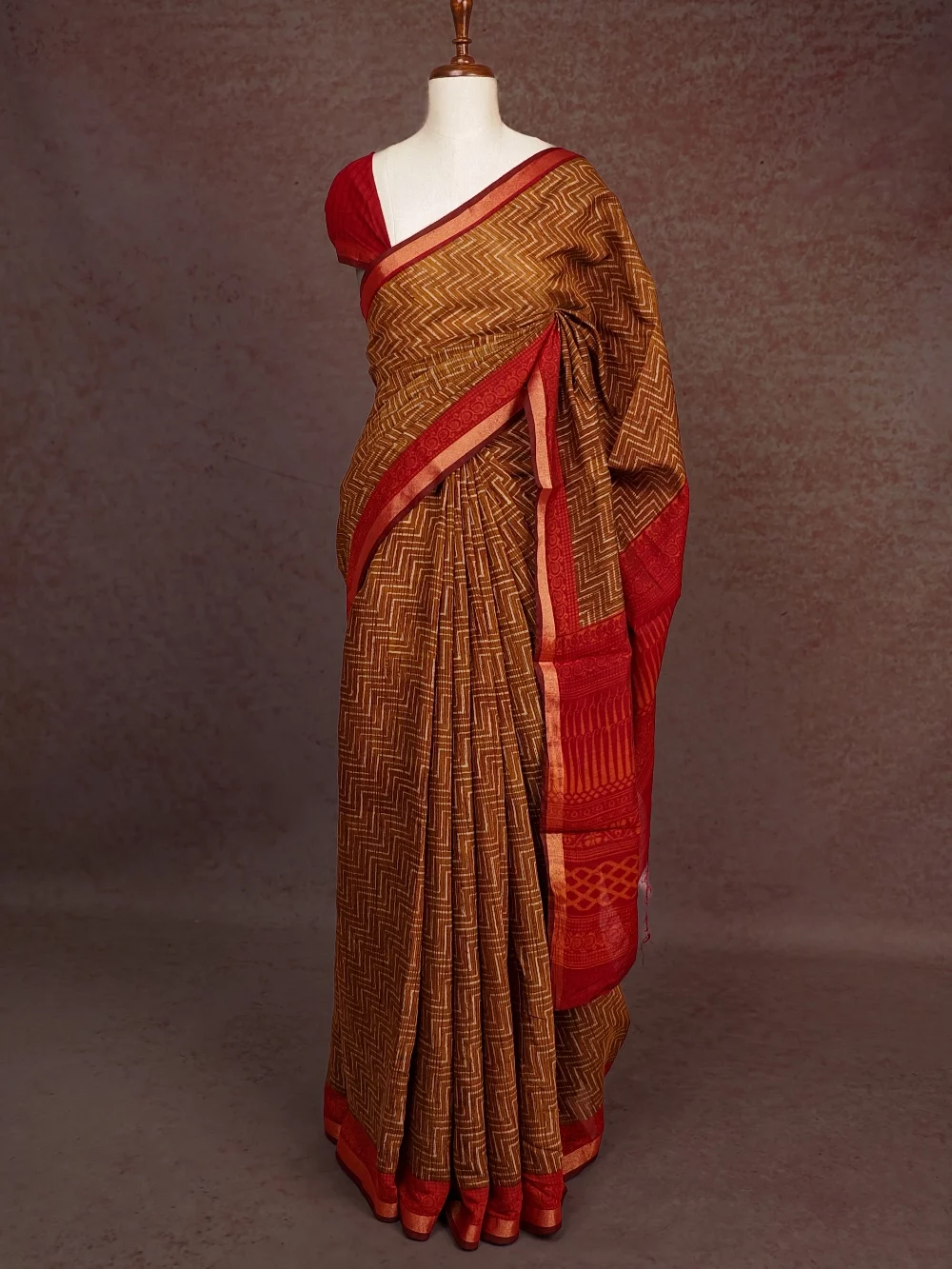 Caramel Shade Semi Chanderi Saree