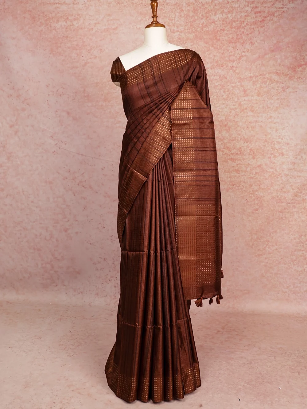 Brown Semi Tussar Saree